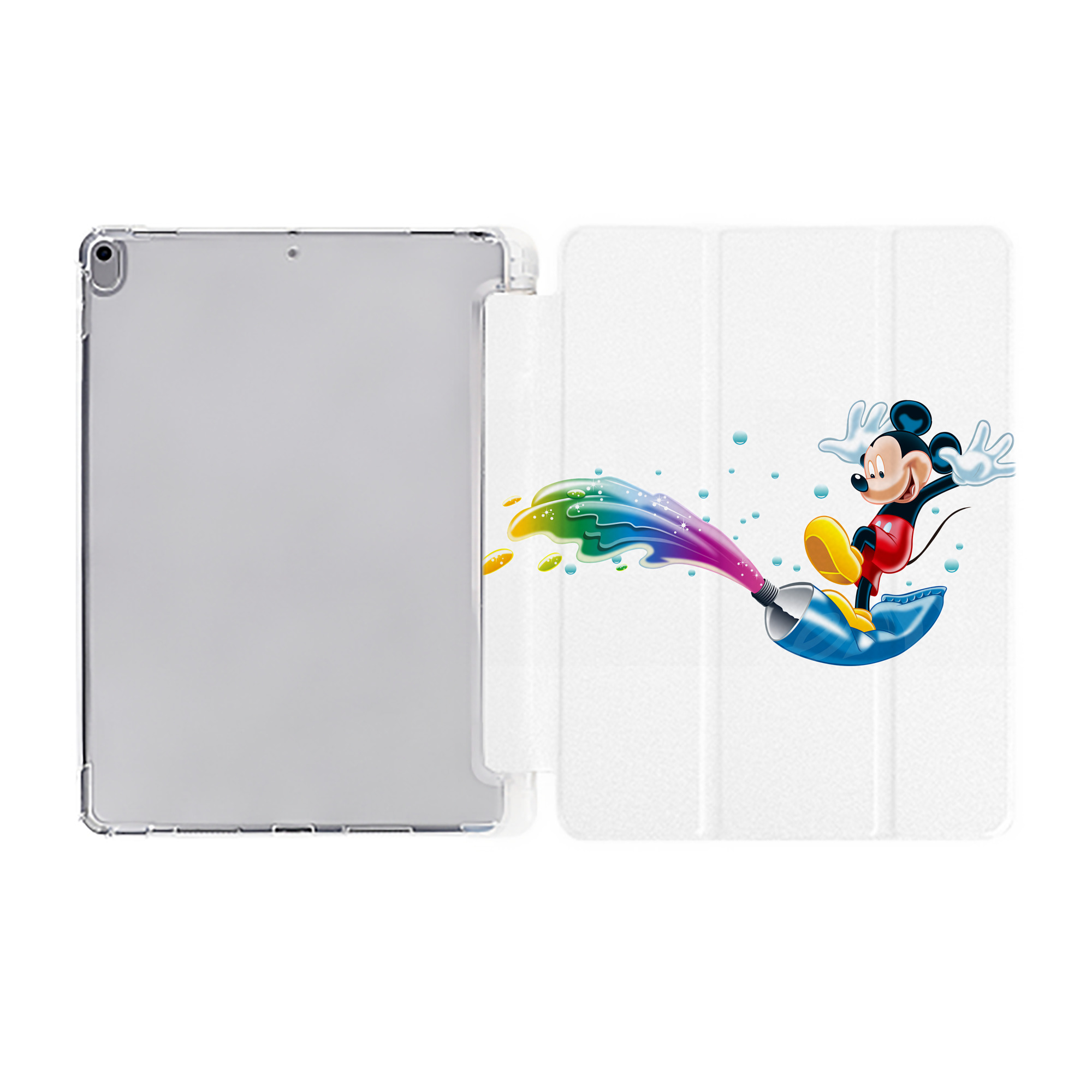 （画像用） ミッキーマウス Mickey Mouse IPad ケース ペン収納付き 三つ折りスタンド PUレザー×シリコン 対応機種9.5/10.5/10.9インチ